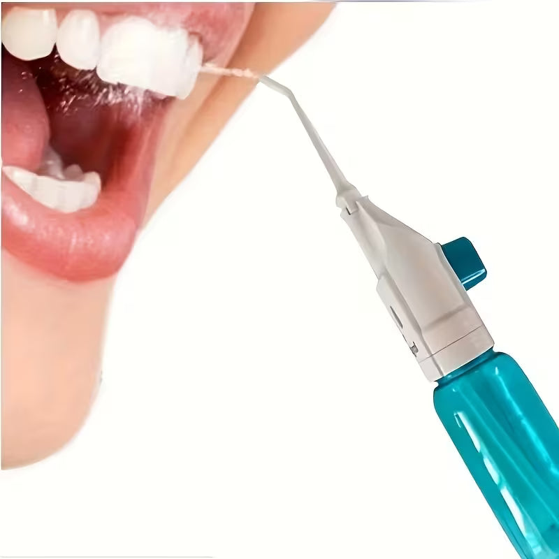 Portable Dental Water Flosser – Manual Pressure, Travel-Friendly Teeth Cleaner for Gum & Braces Care