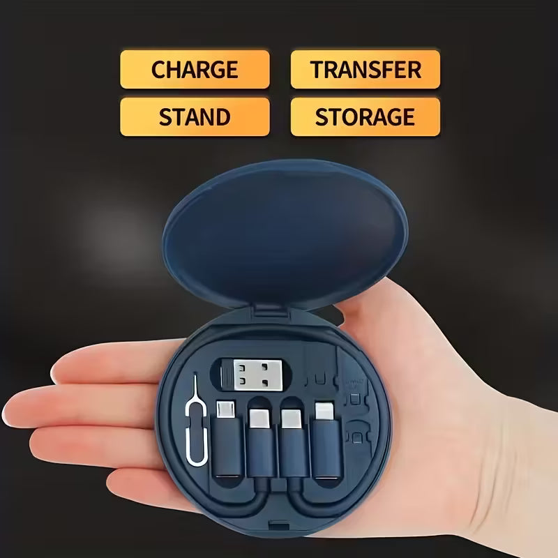 5-in-1 Pocket Travel Cable Kit – Minimum 60W Fast Charging, iPhone, Android & Type-C in One Case