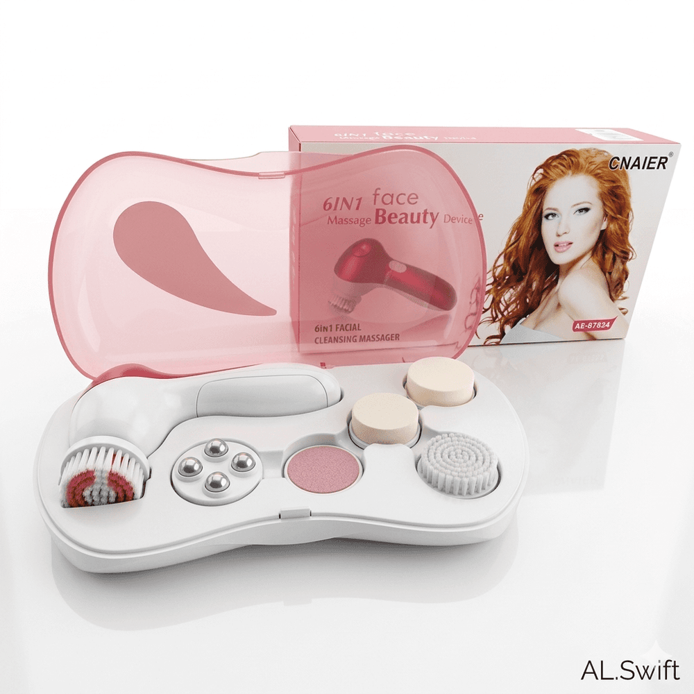 6-in-1 Face Beauty Device – Deep Cleansing & Skin Massage Kit for Glowing Skin