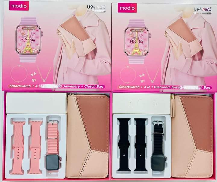 Modio U94 Mini: The Ultimate 7-in-1 Empress Collection with Smartwatch, Diamond Jewelry & Designer Clutch