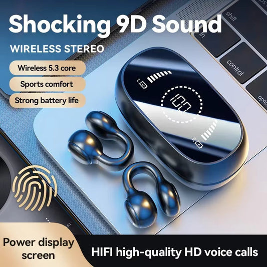 X51 Open-Ear Clip Wireless Earbuds – 9D Sound, BT 5.3, LED Display & Sport Comfort Design