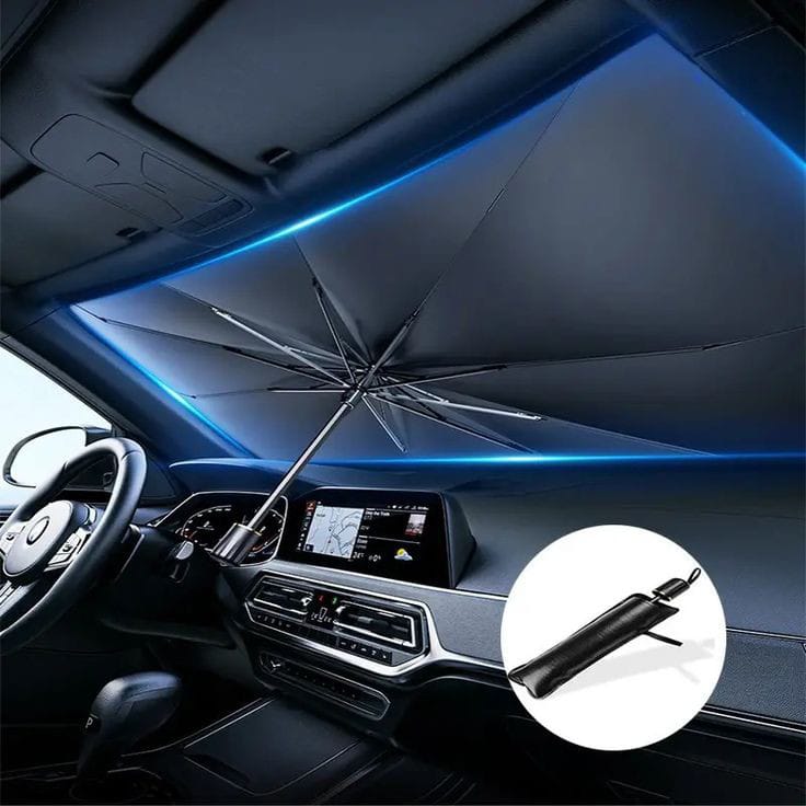 TitanShield Pro: The Instant-Deploy UV Windshield Umbrella & Interior Cooler