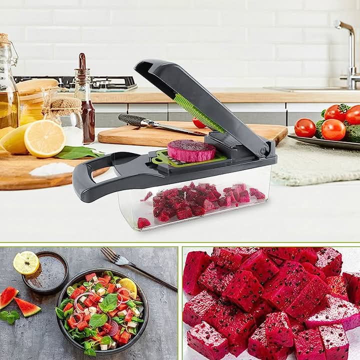 12-in-1 Multi-Function Vegetable Chopper & Food Cutter Set with Storage Container