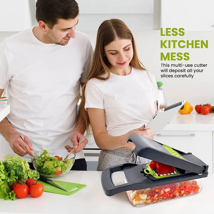 12-in-1 Multi-Function Vegetable Chopper & Food Cutter Set with Storage Container