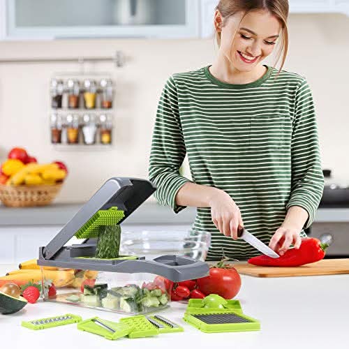 12-in-1 Multi-Function Vegetable Chopper & Food Cutter Set with Storage Container