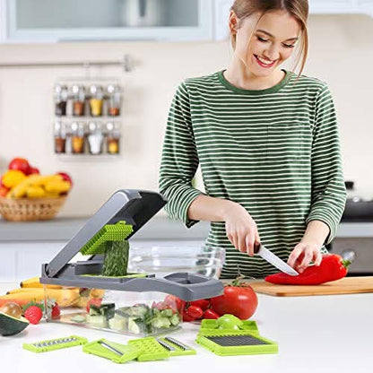 12-in-1 Multi-Function Vegetable Chopper & Food Cutter Set with Storage Container
