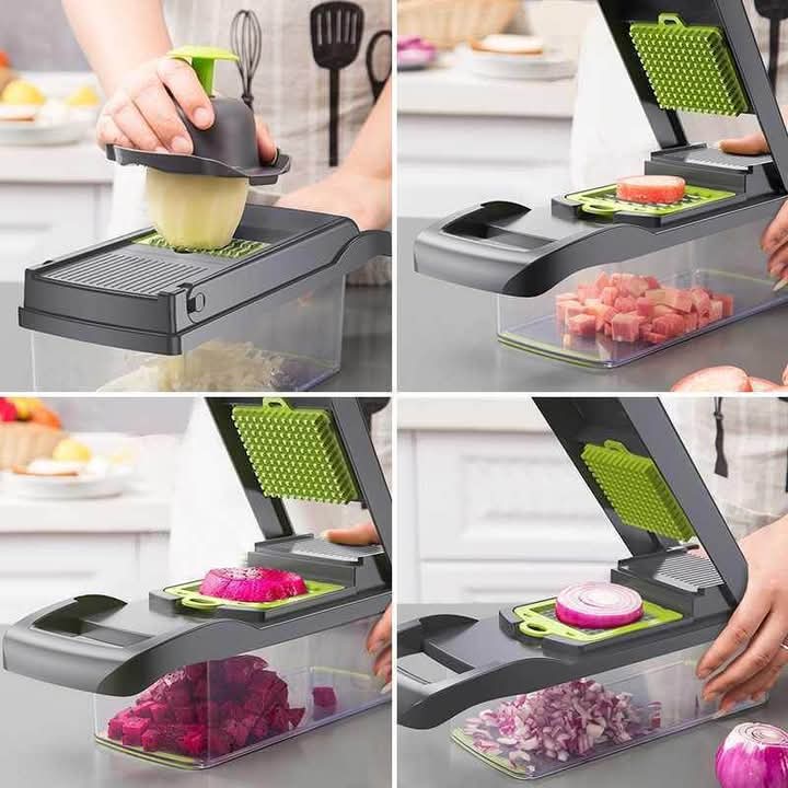 12-in-1 Multi-Function Vegetable Chopper & Food Cutter Set with Storage Container
