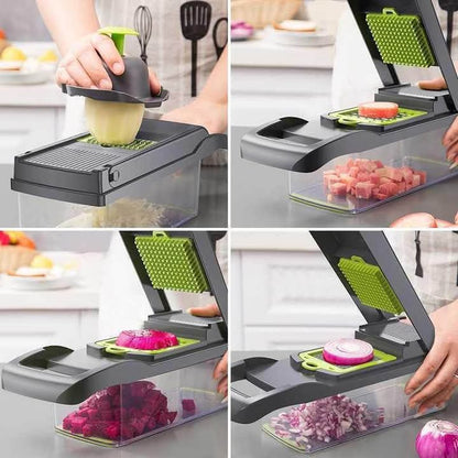 12-in-1 Multi-Function Vegetable Chopper & Food Cutter Set with Storage Container