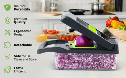 12-in-1 Multi-Function Vegetable Chopper & Food Cutter Set with Storage Container