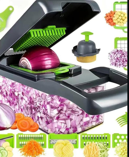 12-in-1 Multi-Function Vegetable Chopper & Food Cutter Set with Storage Container