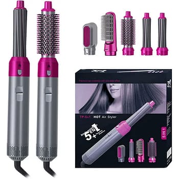 5-in-1 Professional Hot Air Styler – Hair Dryer, Curler, Volumizer & Straightening Brush