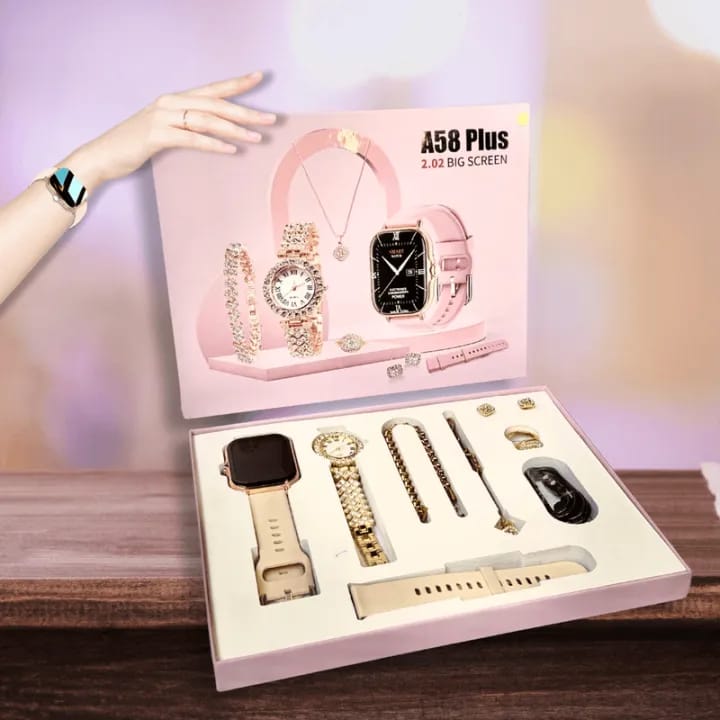 A58 Plus Luxe Elite: The Ultimate 7-in-1 Smartwatch & Jewelry Signature Collection