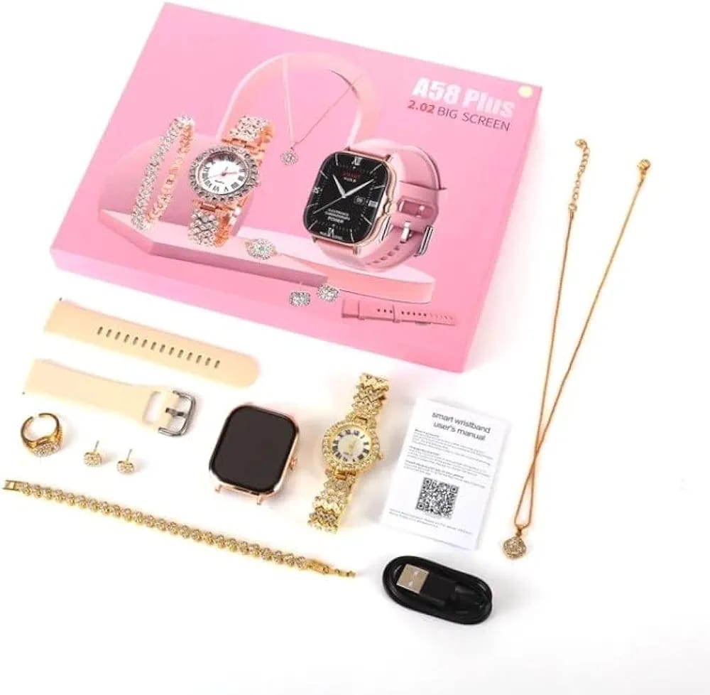 A58 Plus Luxe Elite: The Ultimate 7-in-1 Smartwatch & Jewelry Signature Collection