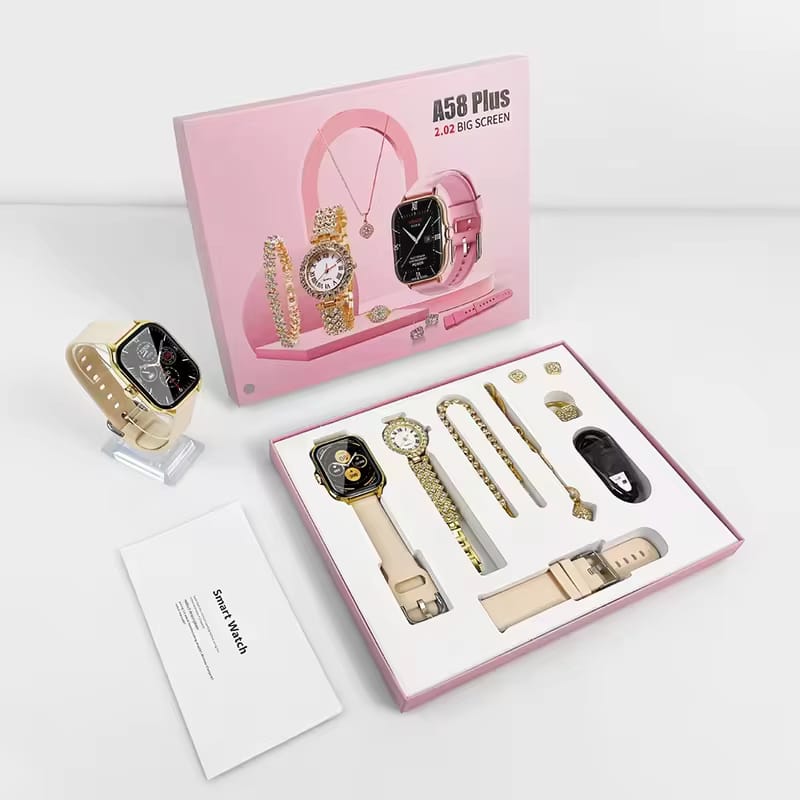 A58 Plus Luxe Elite: The Ultimate 7-in-1 Smartwatch & Jewelry Signature Collection