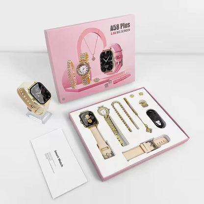 A58 Plus Luxe Elite: The Ultimate 7-in-1 Smartwatch & Jewelry Signature Collection