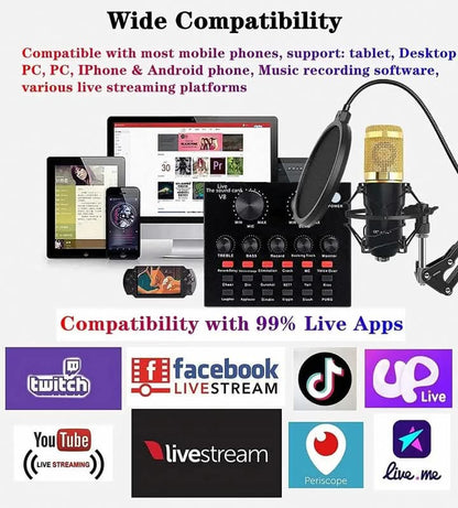 StudioMaster Pro: The Ultimate 192kHz/24-Bit USB Condenser Microphone & V8 Live Sound Card Bundle