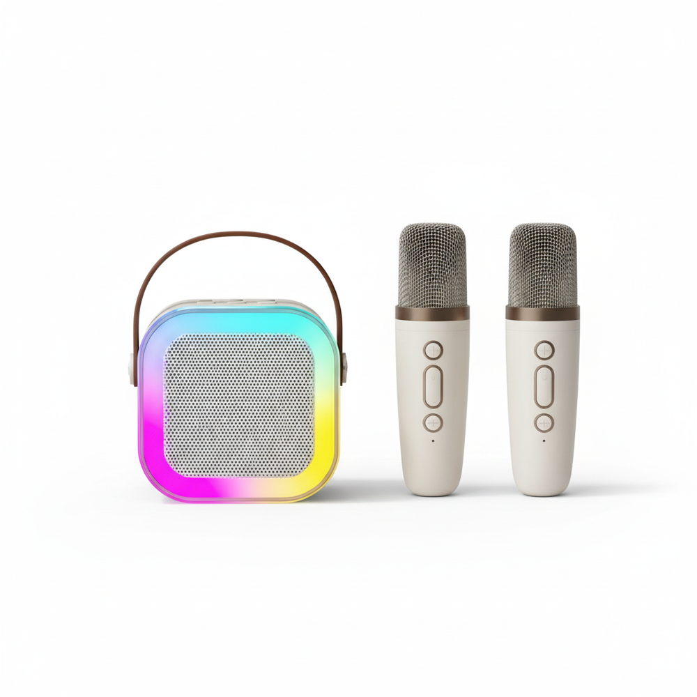 K12 Portable Karaoke Speaker Set with 2 Wireless Microphones | RGB LED Lights | Bluetooth 5.3 | 10W Sound | 4-5 Hours Playtime
