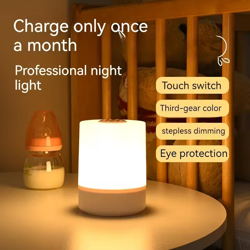 2026 Dimmable LED Bedside Lamp – Touch Control, Eye-Care Light & Long Battery Life for Bedroom