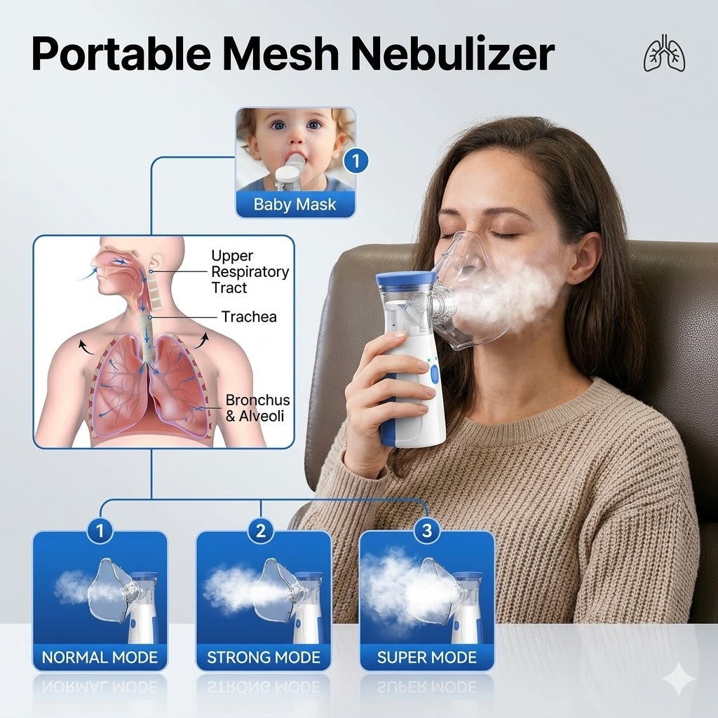 Advanced Portable Mesh Nebulizer – Silent, Fast Relief for Adults & Kids