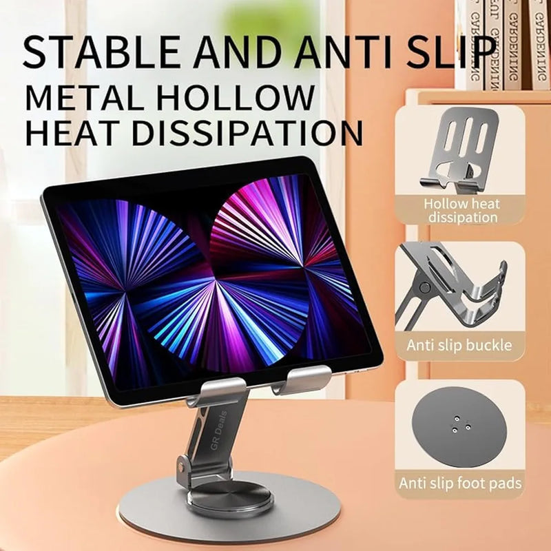Apex 360° Elite: The Ultra-Portable Aluminum Rotating Stand for Tablets & Smartphones